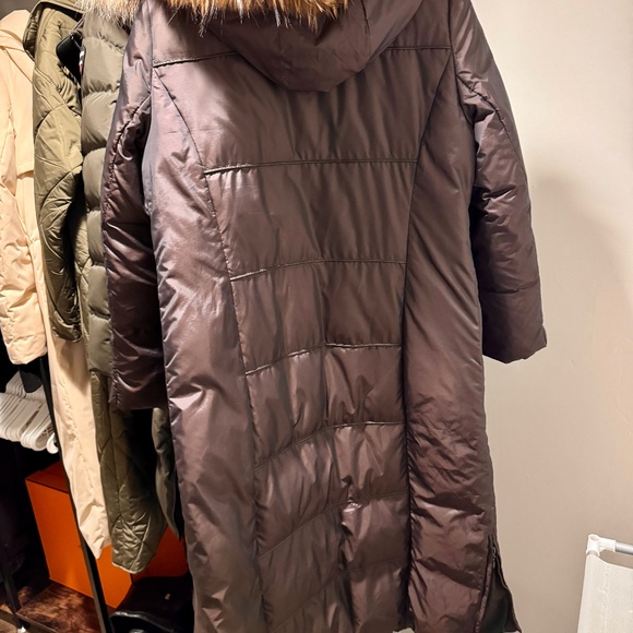Via Spiga Long Brown Hood Puffer Long Jacket Coat With Genuine Fox Fur - Size M - Picture 4 of 9